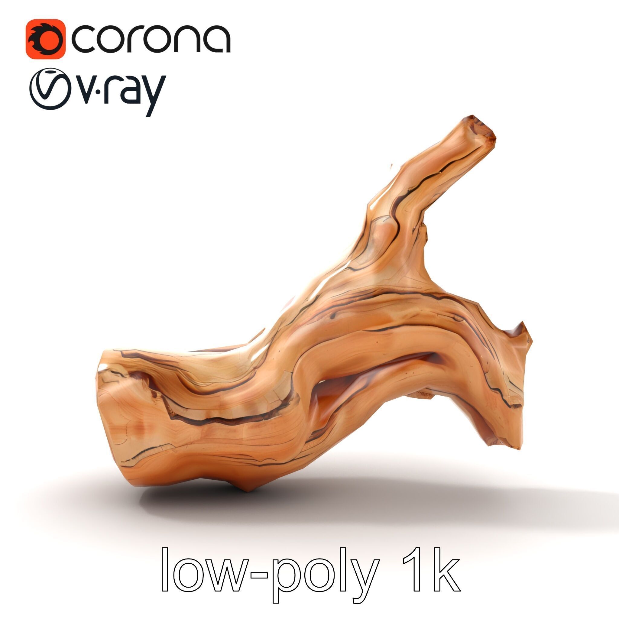 Twisted Driftwood Log Sculpture model pack Low-poly 3D model_19