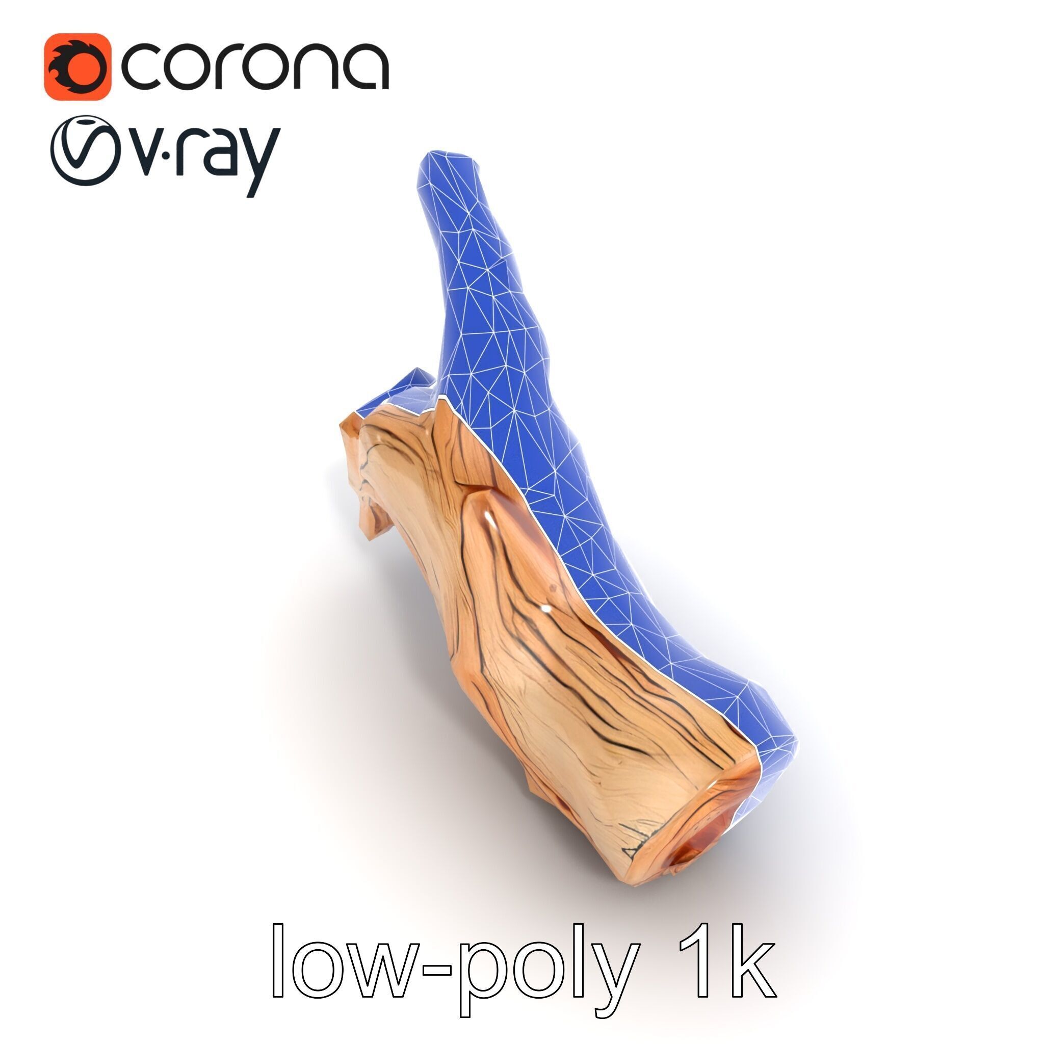 Twisted Driftwood Log Sculpture model pack Low-poly 3D model_17