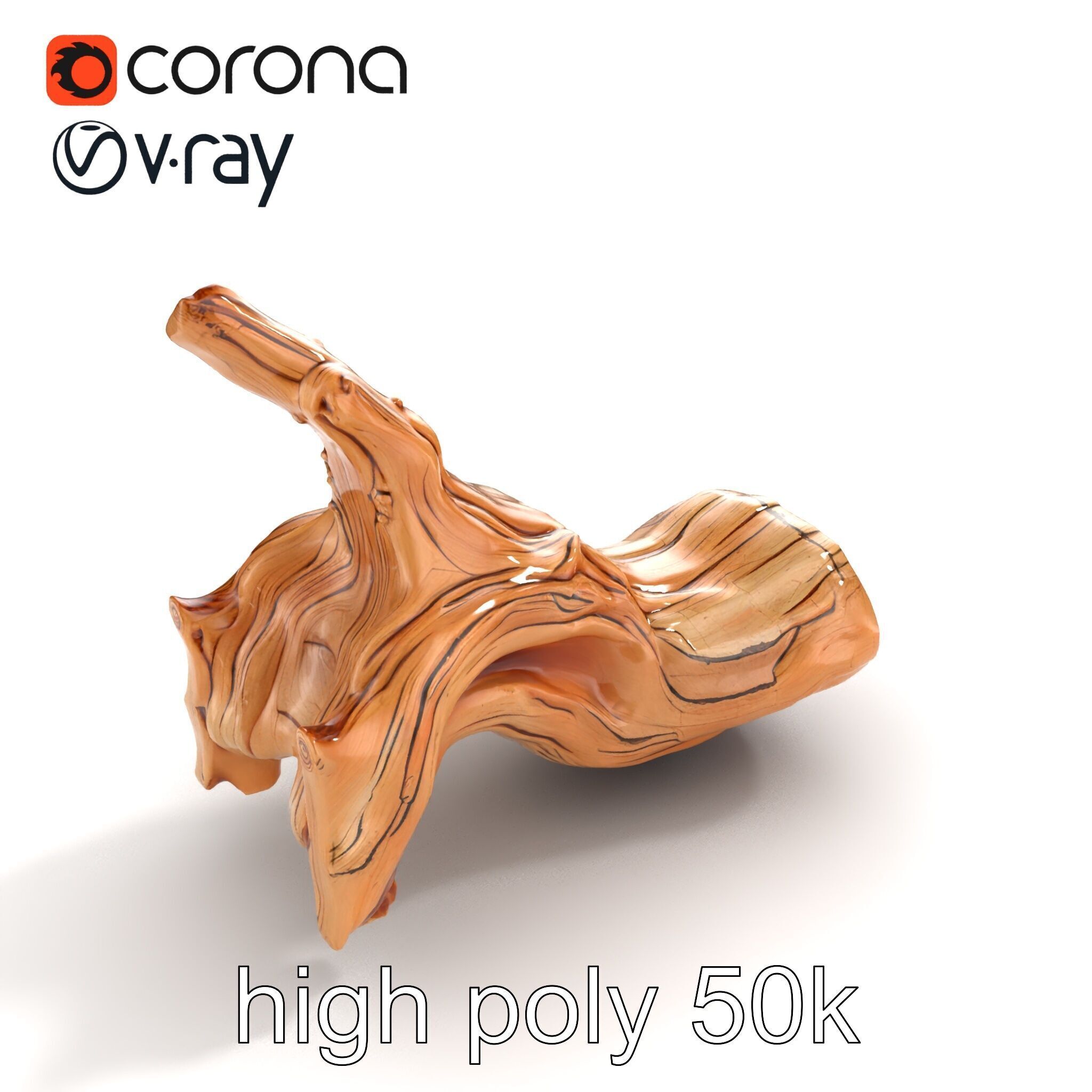 Twisted Driftwood Log Sculpture model pack Low-poly 3D model_32