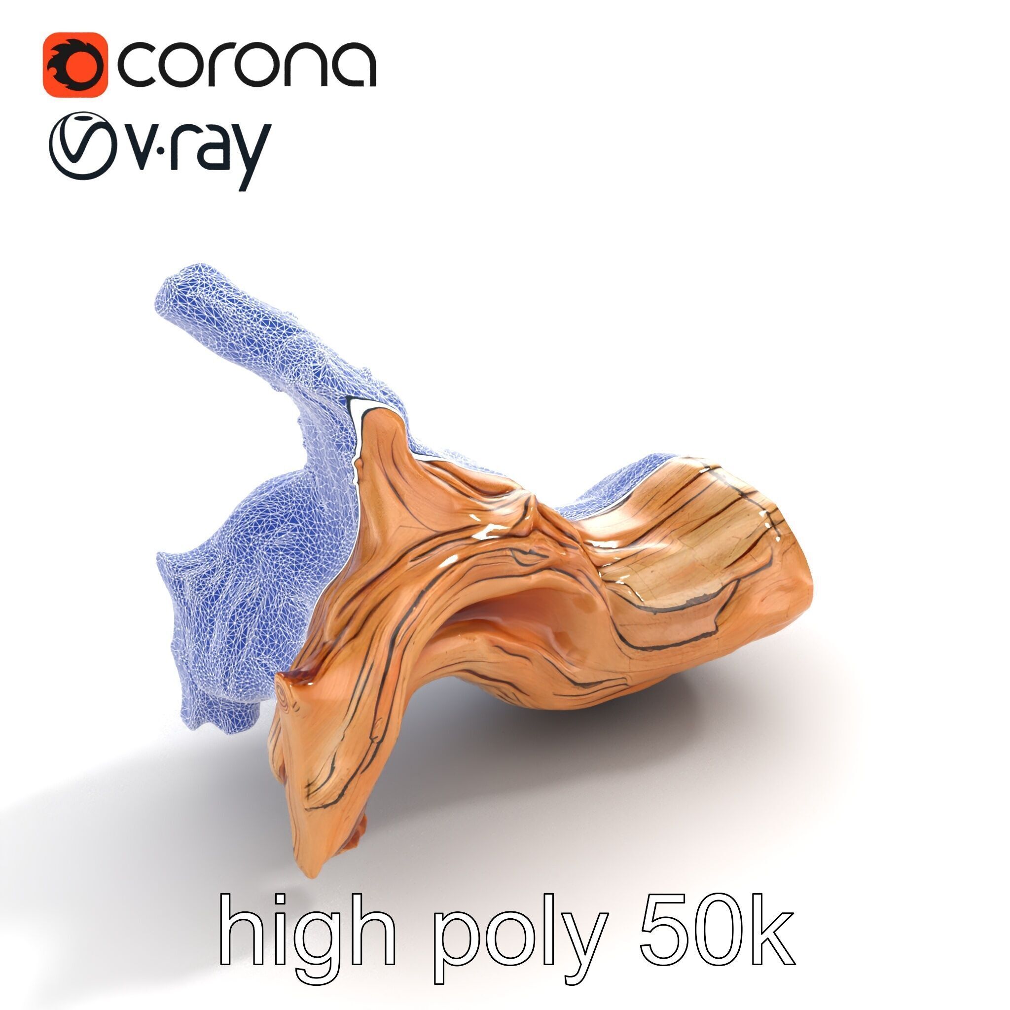 Twisted Driftwood Log Sculpture model pack Low-poly 3D model_23