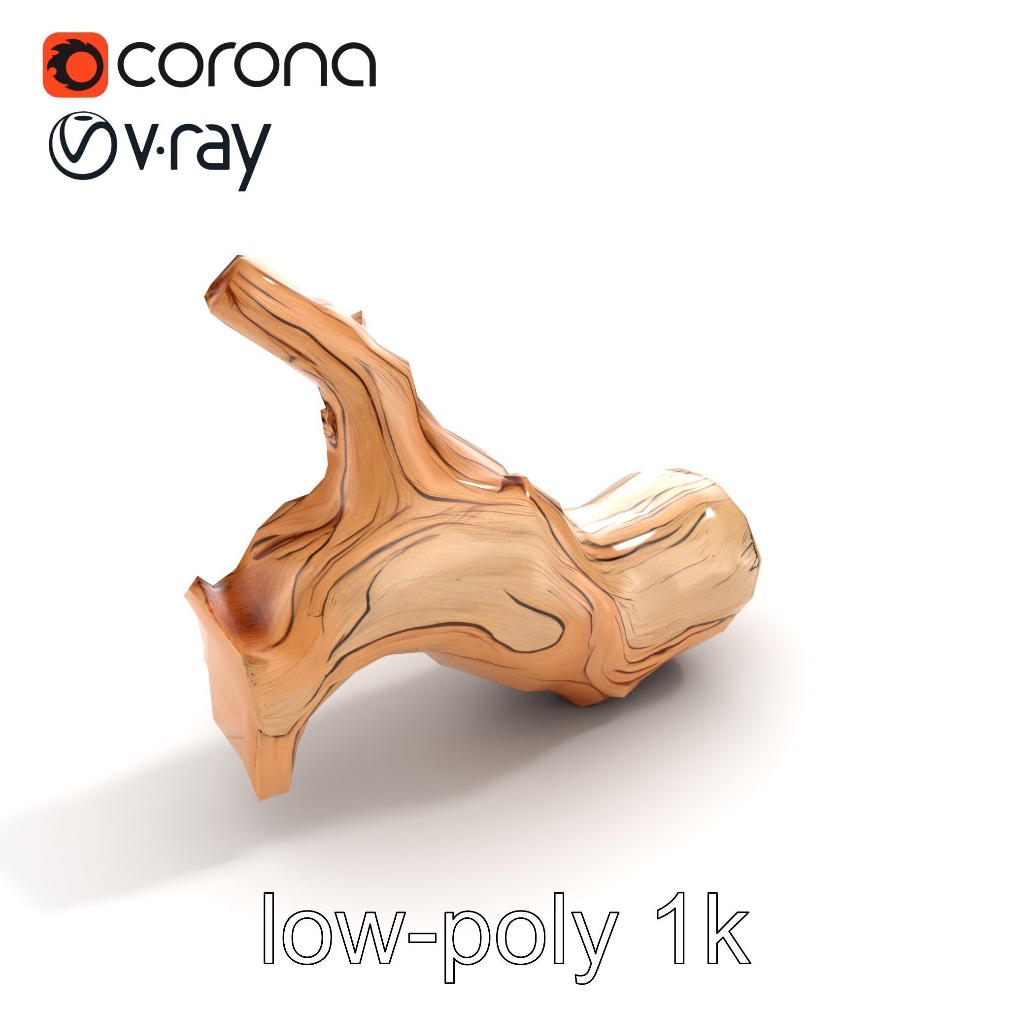 Twisted Driftwood Log Sculpture model pack Low-poly 3D model_9