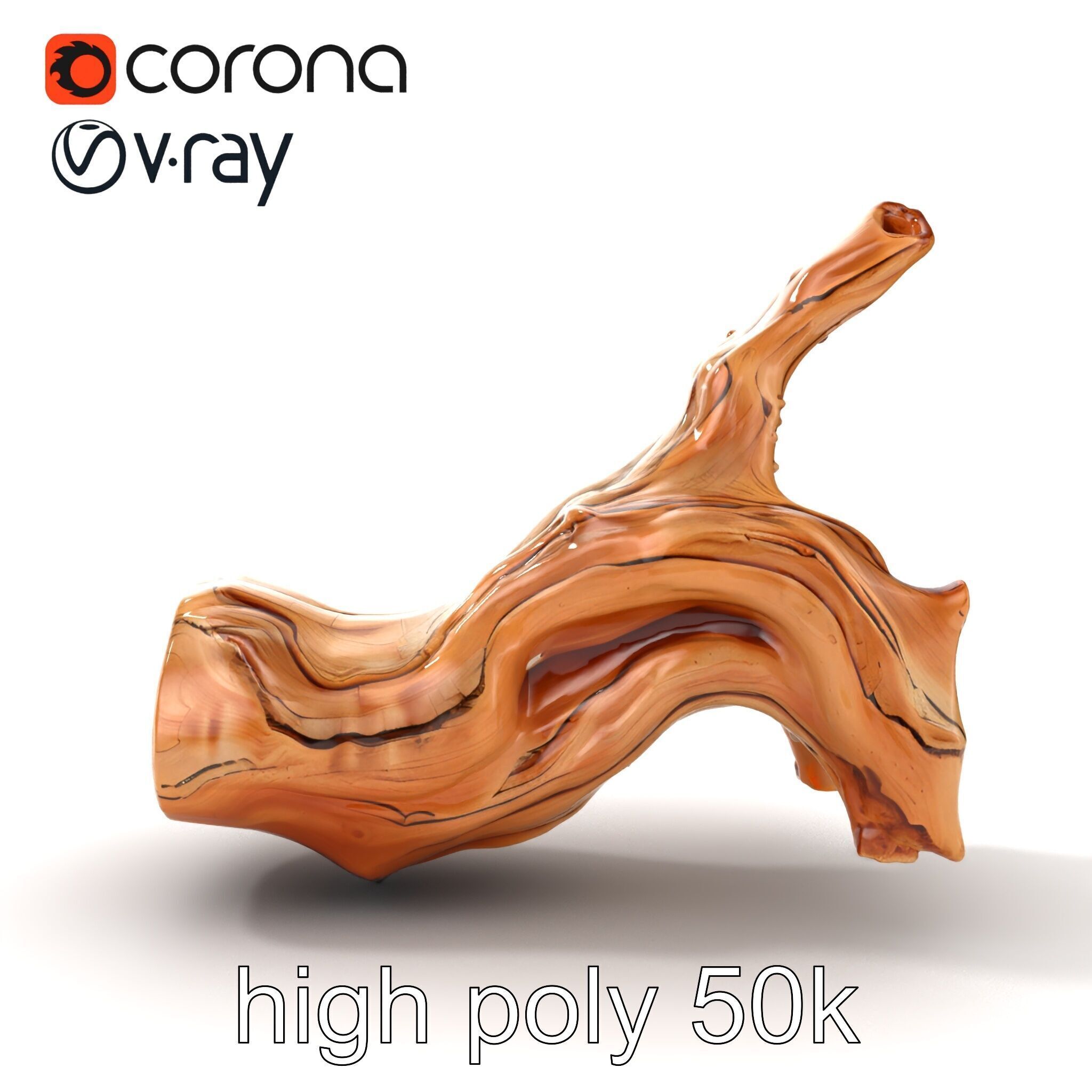 Twisted Driftwood Log Sculpture model pack Low-poly 3D model_29