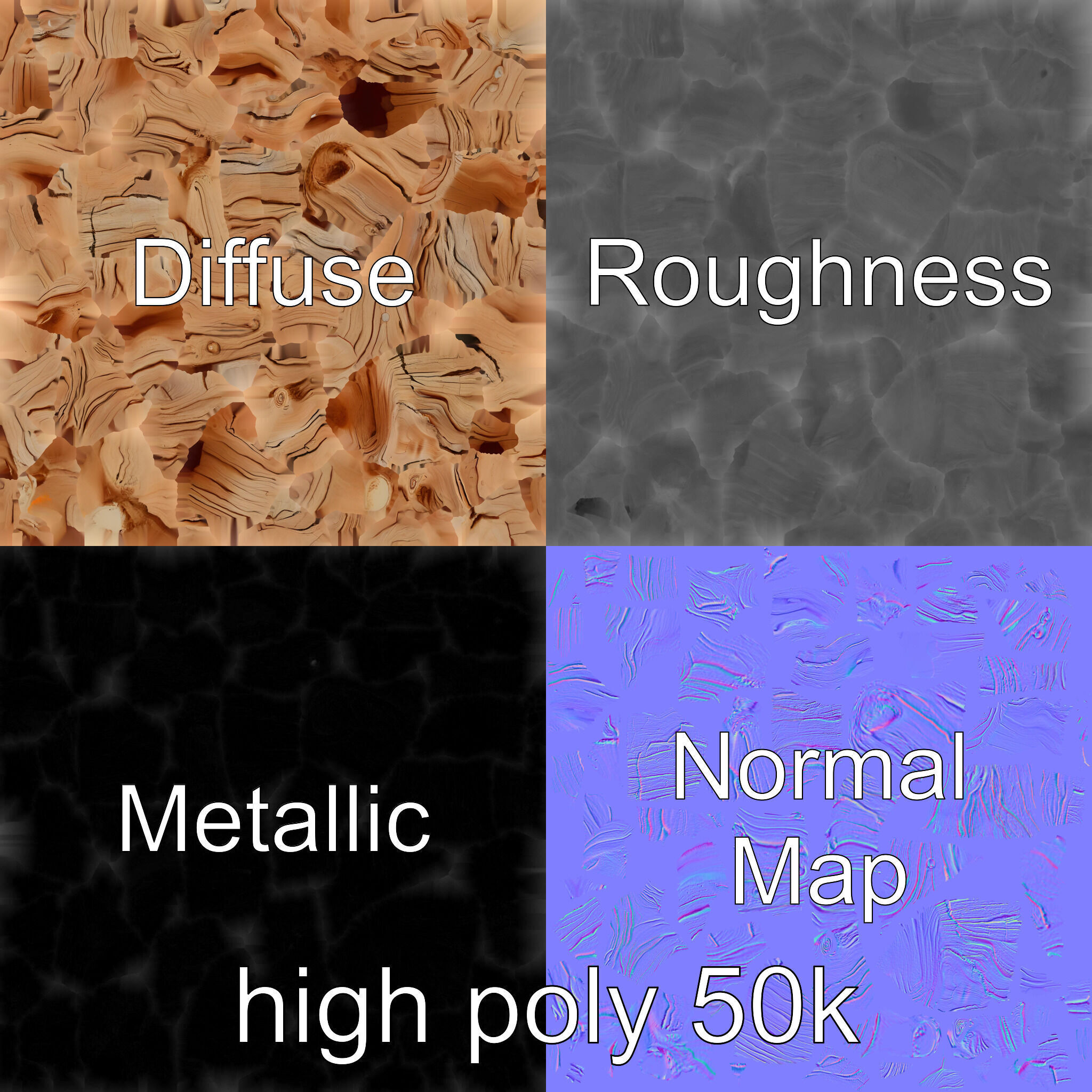 Twisted Driftwood Log Sculpture model pack Low-poly 3D model_3