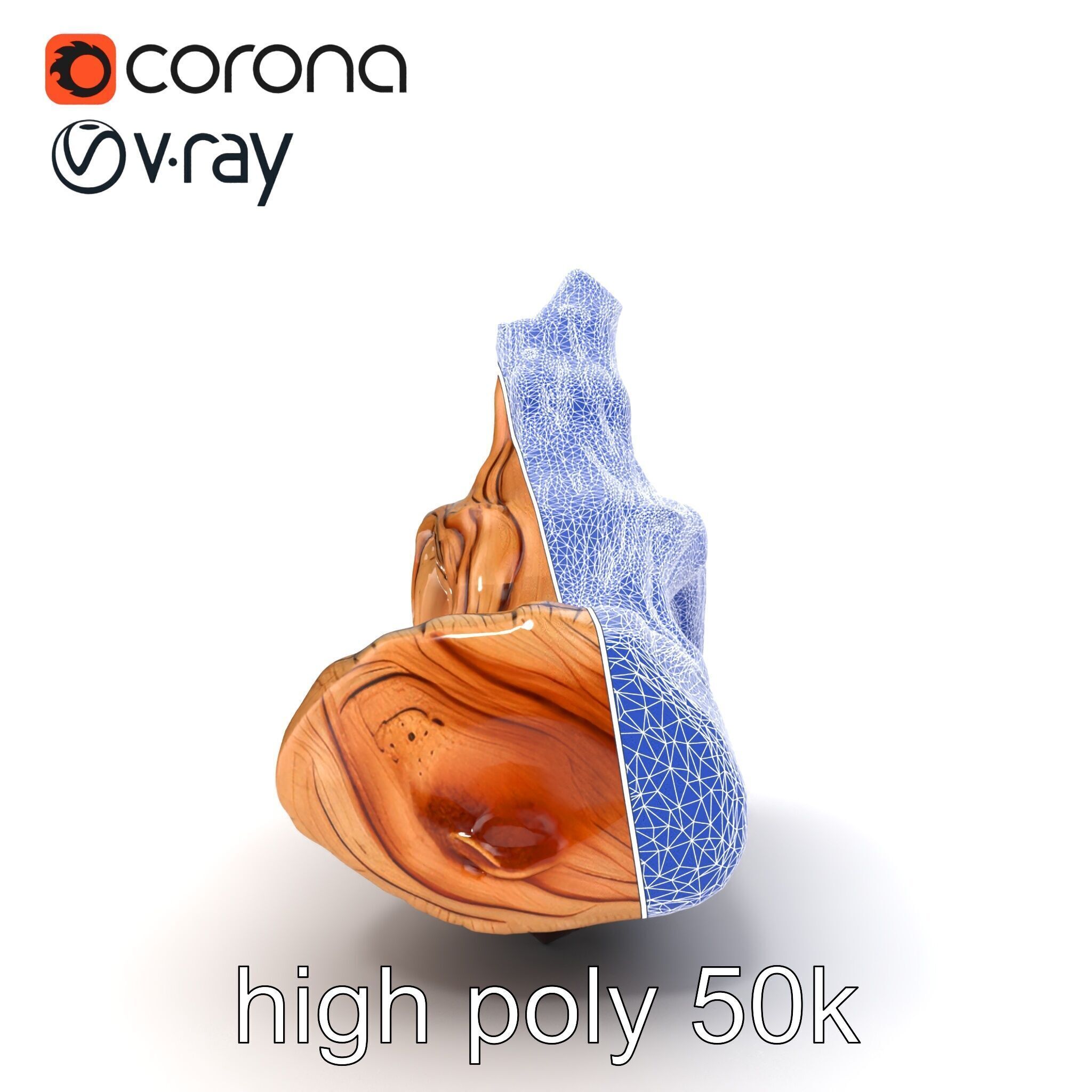 Twisted Driftwood Log Sculpture model pack Low-poly 3D model_30