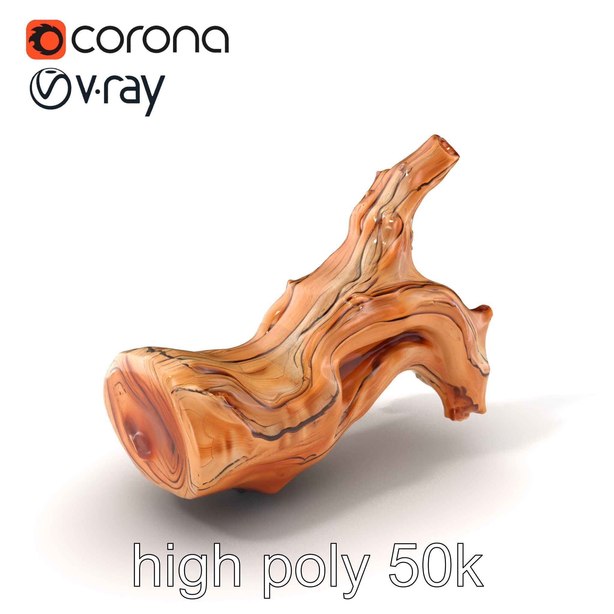 Twisted Driftwood Log Sculpture model pack Low-poly 3D model_2