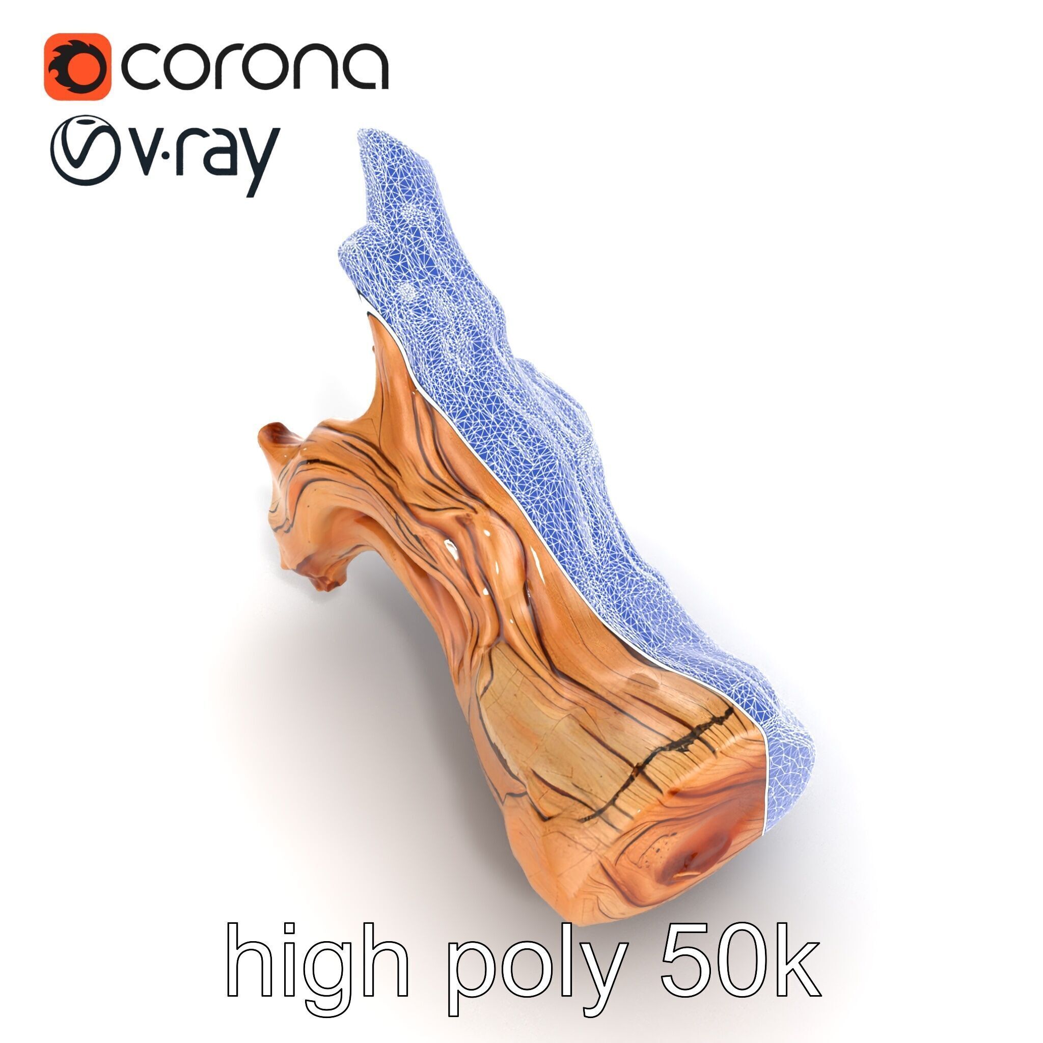 Twisted Driftwood Log Sculpture model pack Low-poly 3D model_24