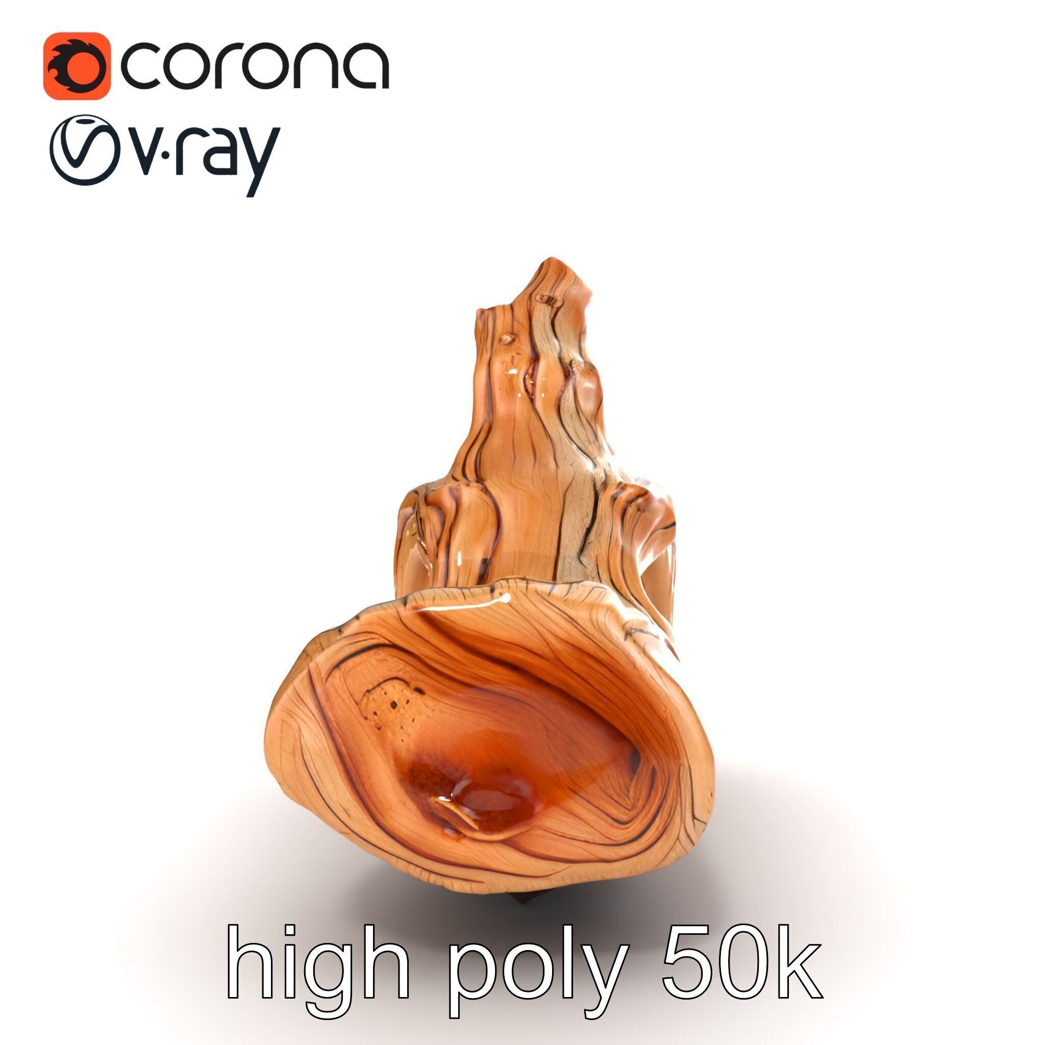 Twisted Driftwood Log Sculpture model pack Low-poly 3D model_21