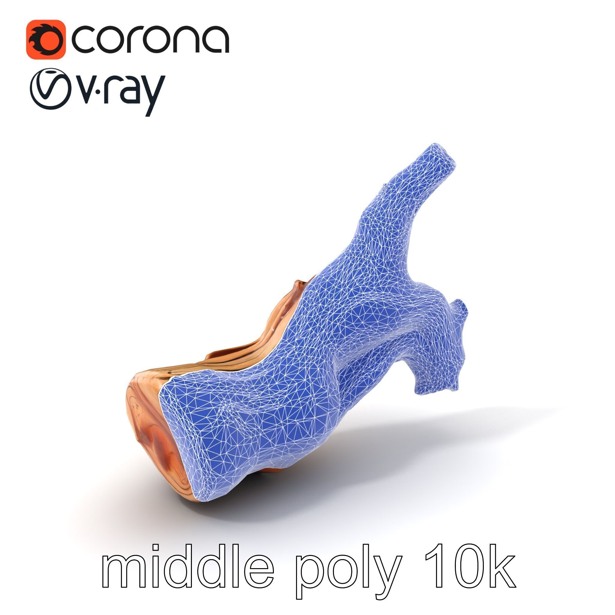 Twisted Driftwood Log Sculpture model pack Low-poly 3D model_6