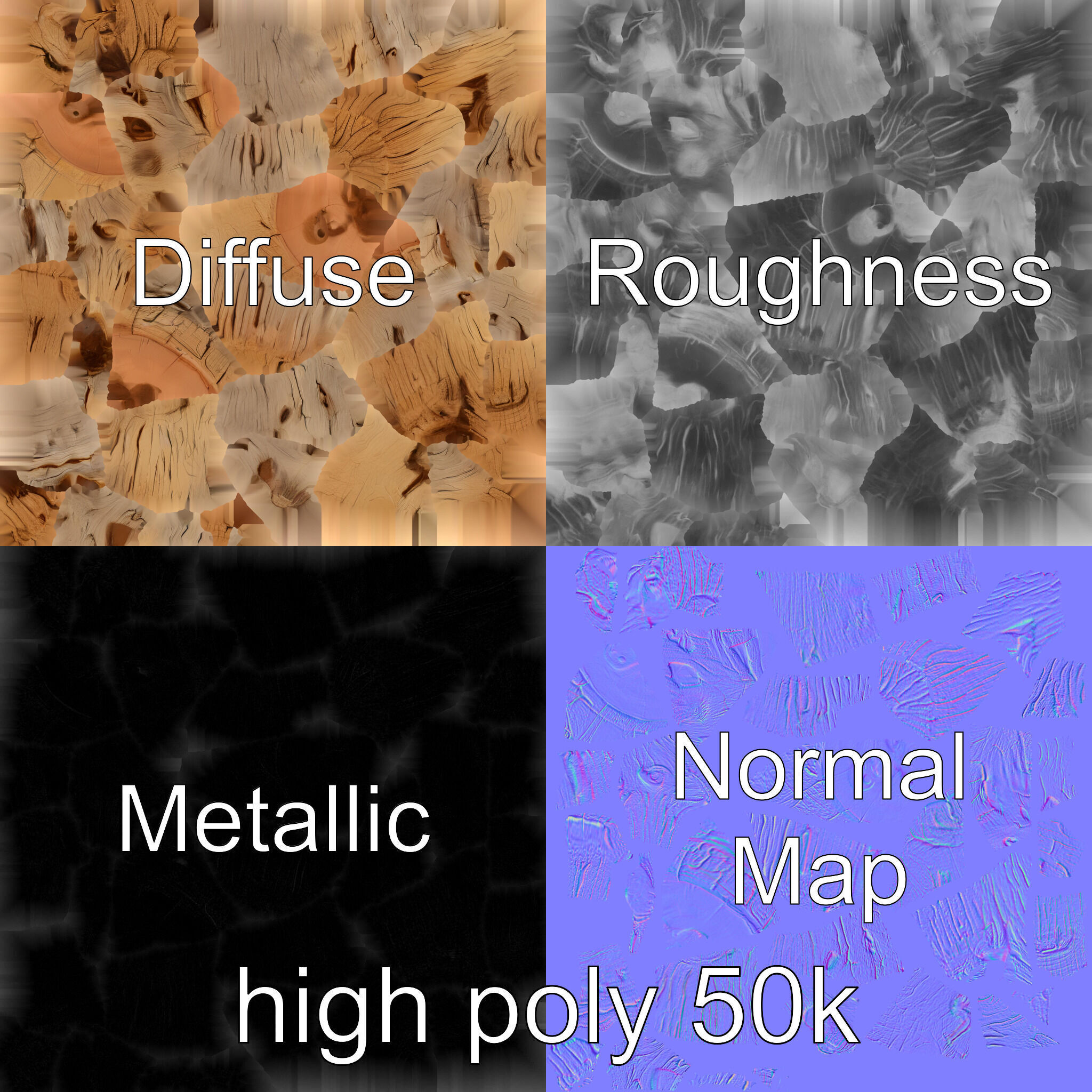 Driftwood Fossil Imprints Log model pack Texture_3