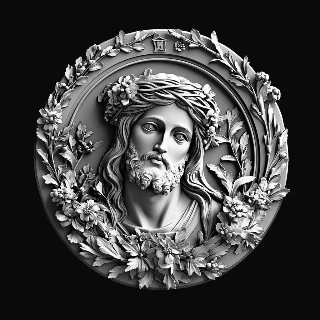 Sacred Serenity Jesus in Floral Glory 3D print model_0