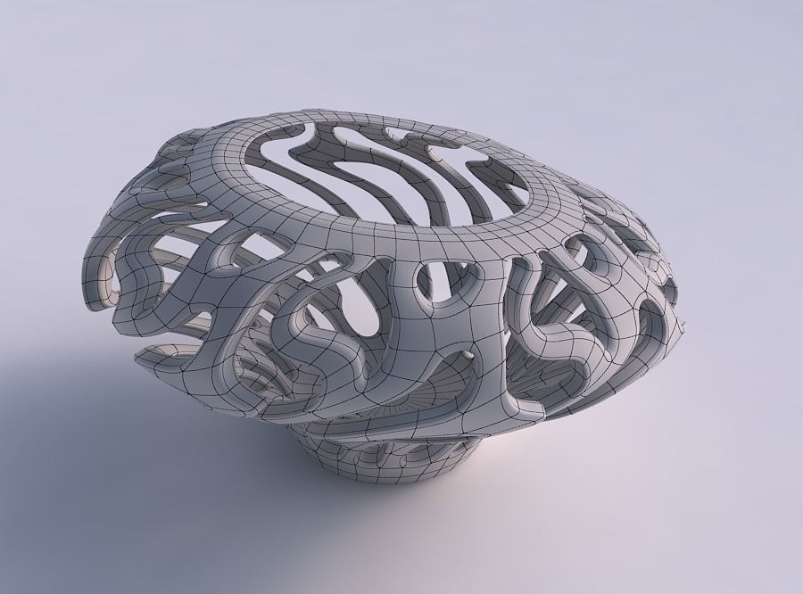 Bowl wide mid with twisted smooth cuts squeezed with streched... 3D print model_5