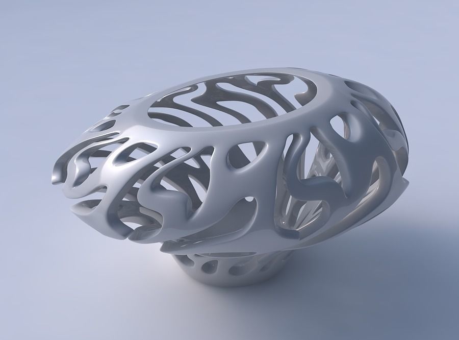 Bowl wide mid with twisted smooth cuts squeezed with streched... 3D print model_3
