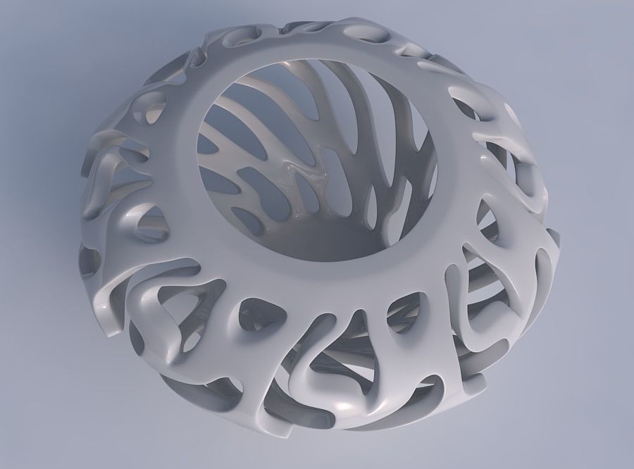 Bowl wide mid with twisted smooth cuts squeezed with streched... 3D print model_1