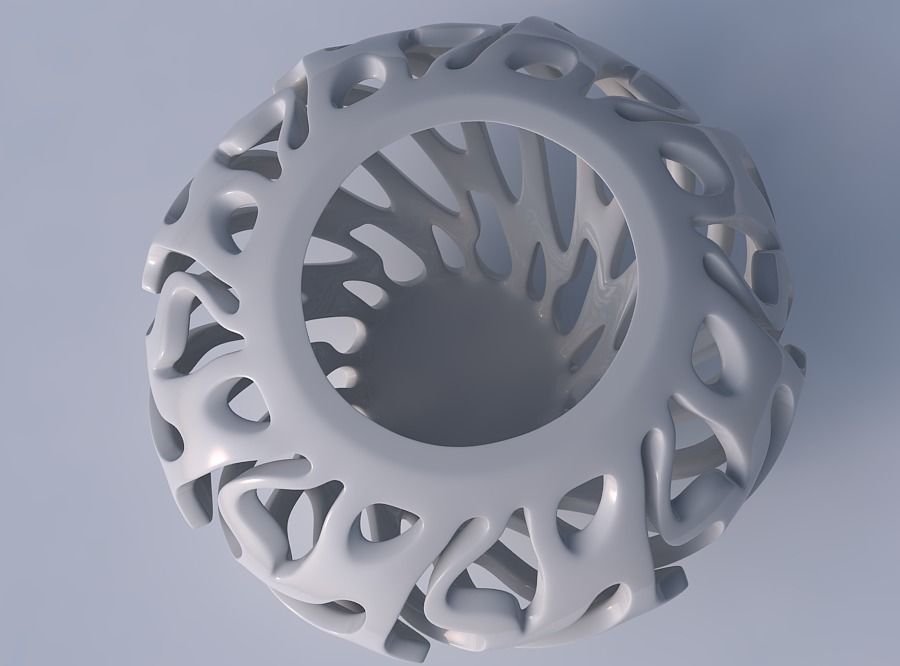 Bowl wide mid with twisted smooth cuts squeezed with streched... 3D print model_2