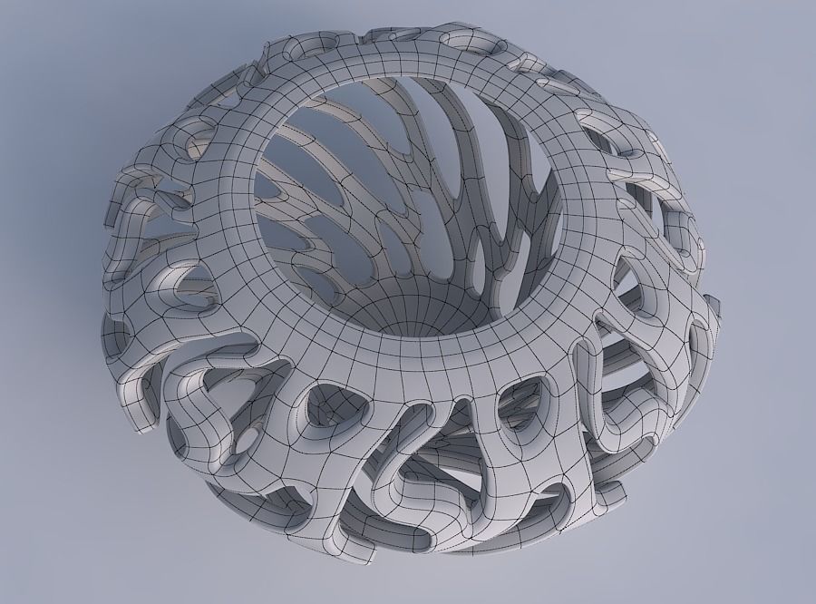 Bowl wide mid with twisted smooth cuts squeezed with streched... 3D print model_6