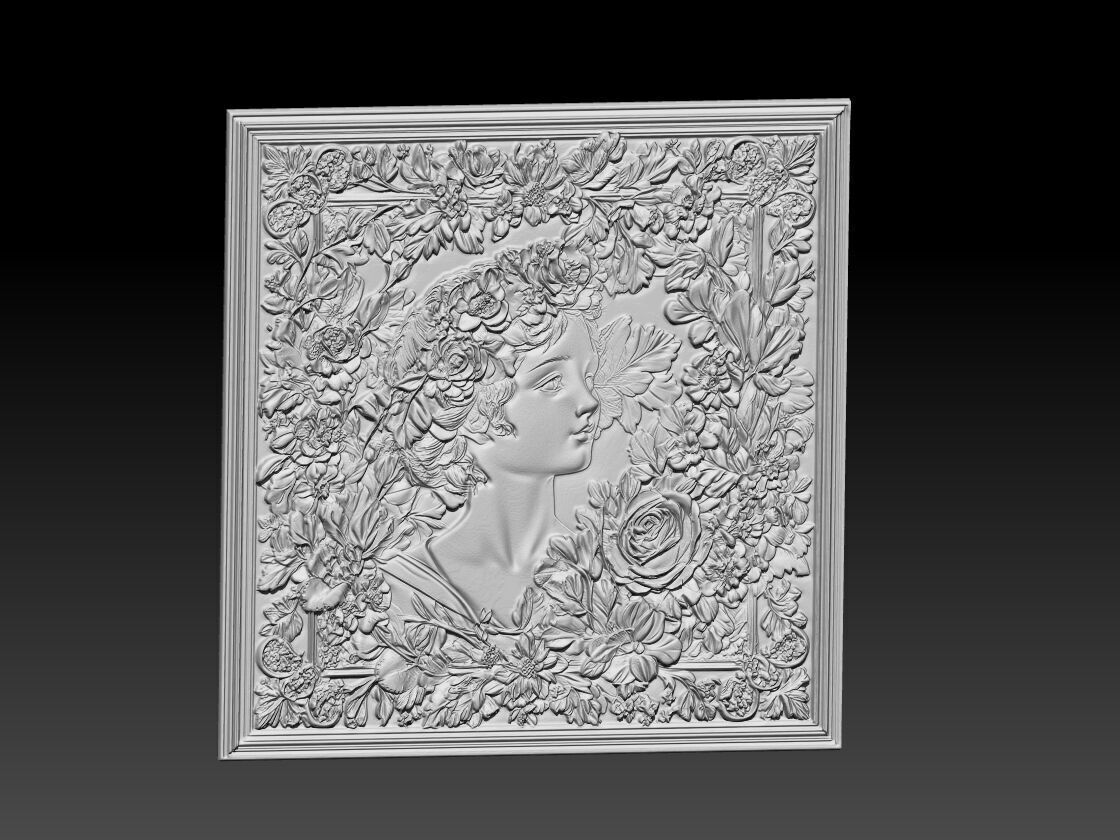 Floral Princess Portrait 3D print model_2