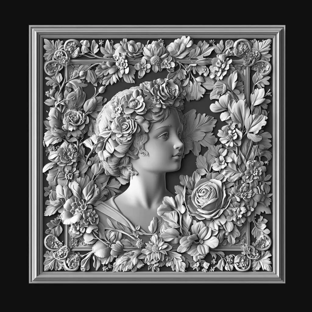 Floral Princess Portrait 3D print model_0