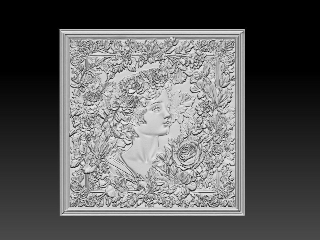 Floral Princess Portrait 3D print model_1