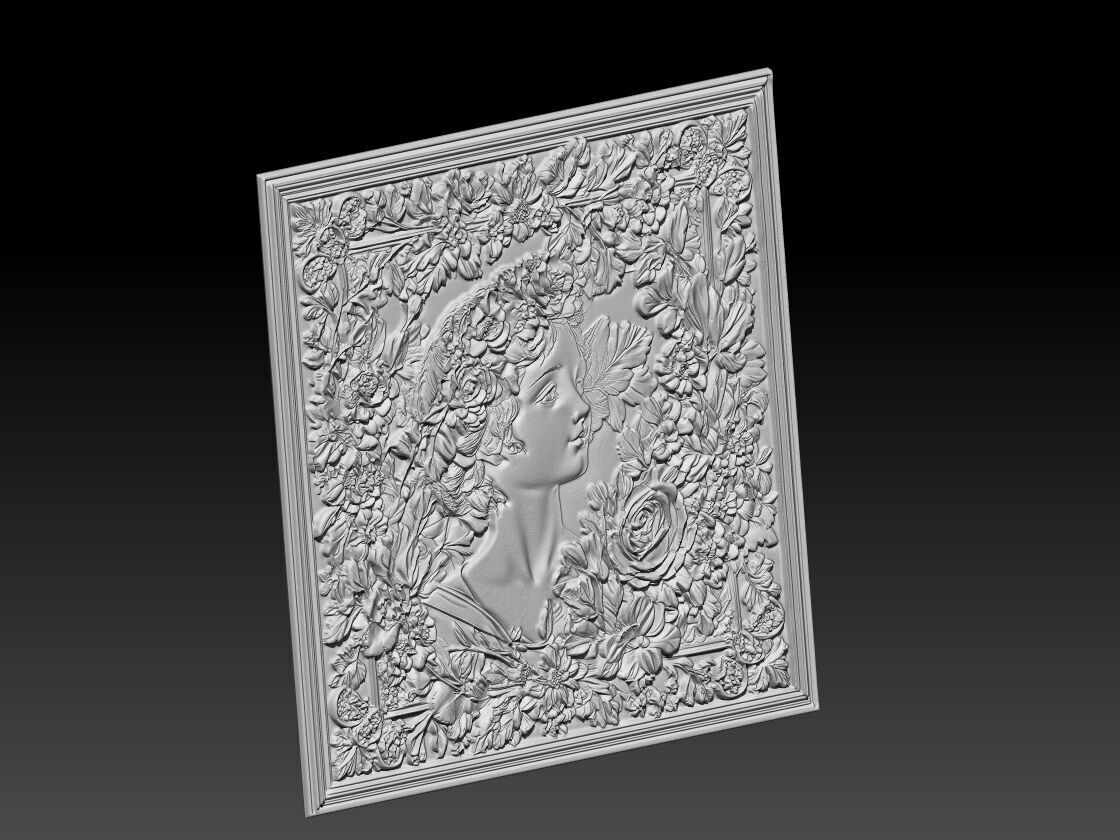 Floral Princess Portrait 3D print model_4