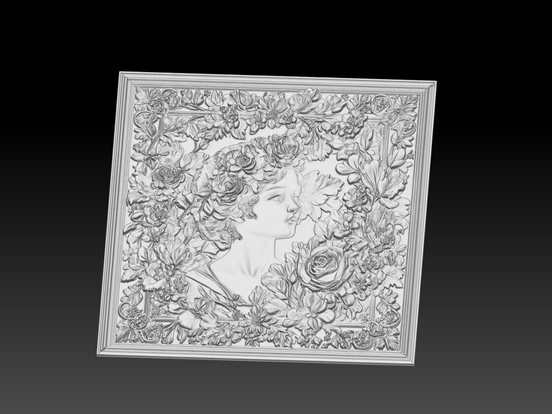 Floral Princess Portrait 3D print model_3