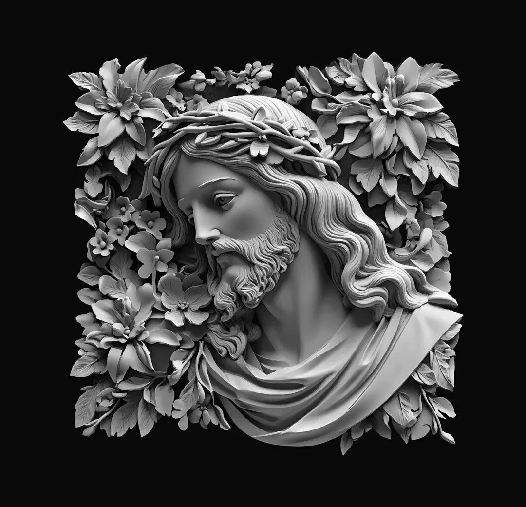 Divine Tranquility Jesus Among Blossoms 3D print model_0