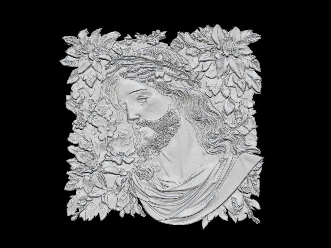 Divine Tranquility Jesus Among Blossoms 3D print model_1