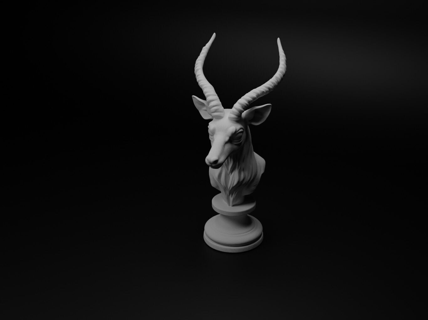 Antelope Animal Bust Chess 3D print model_1