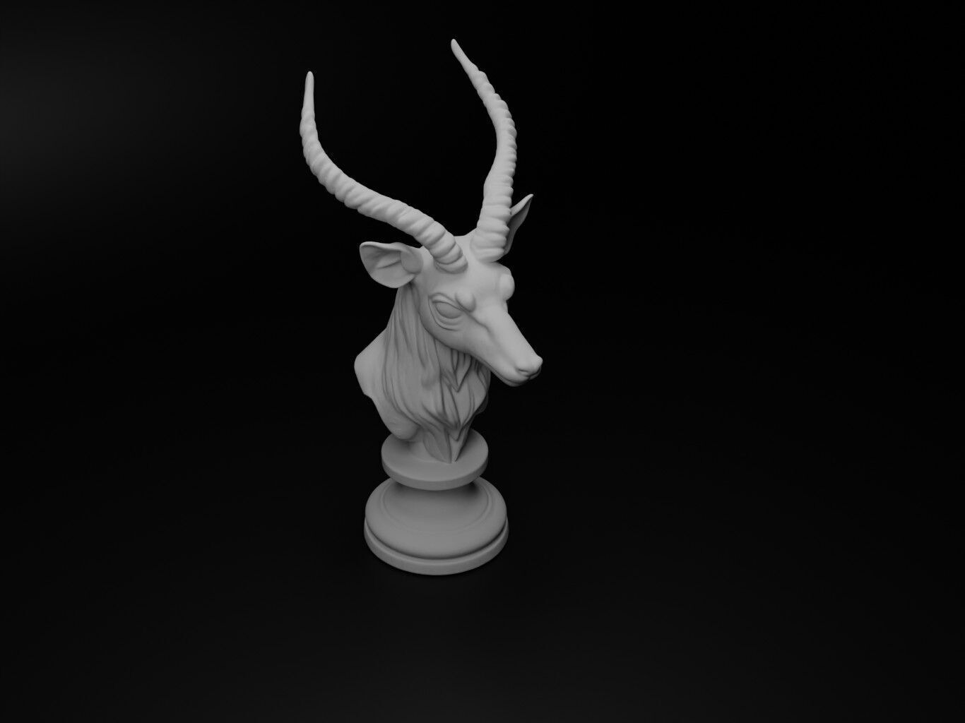 Antelope Animal Bust Chess 3D print model_2