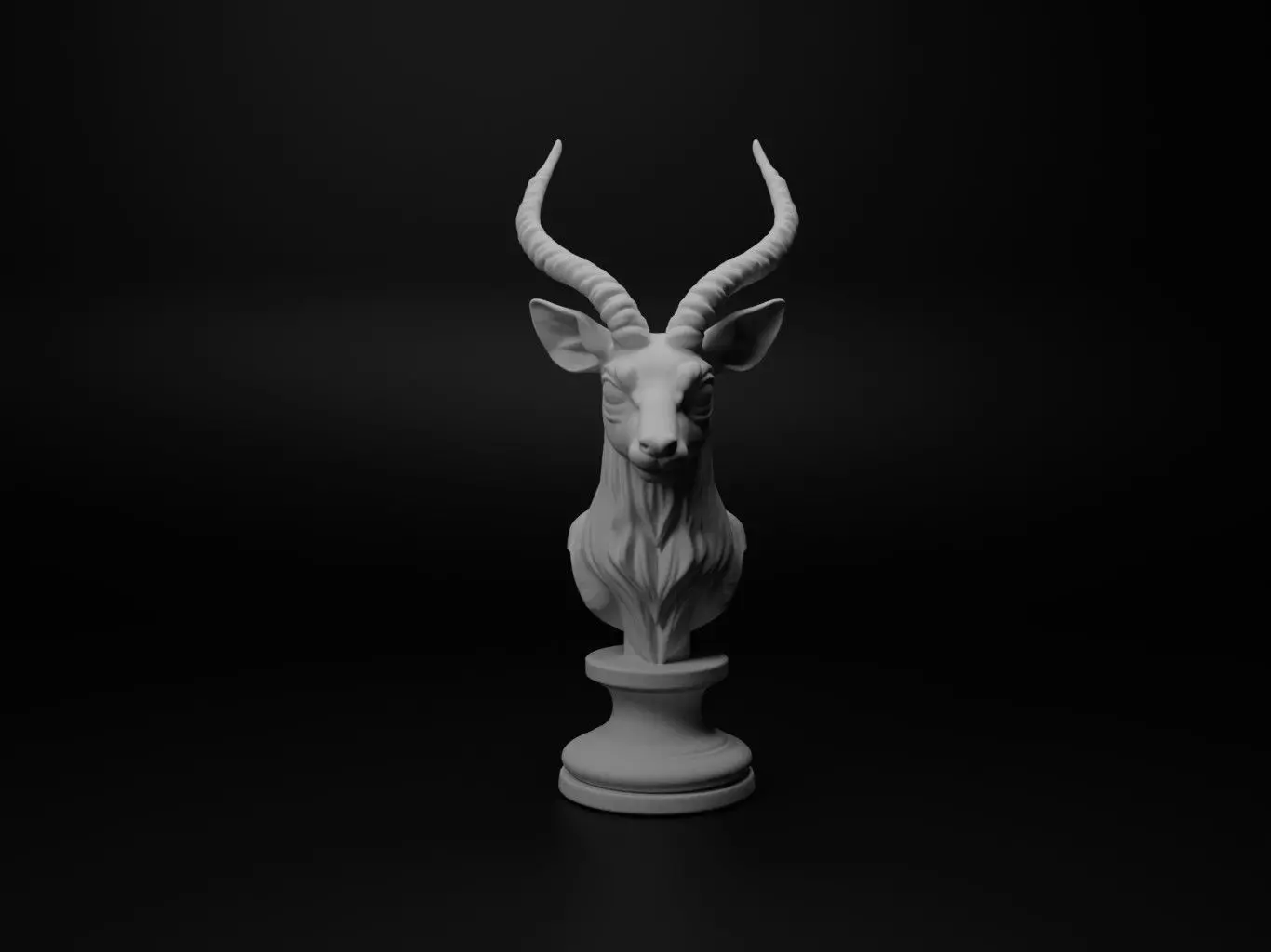 Antelope Animal Bust Chess 3D print model_0
