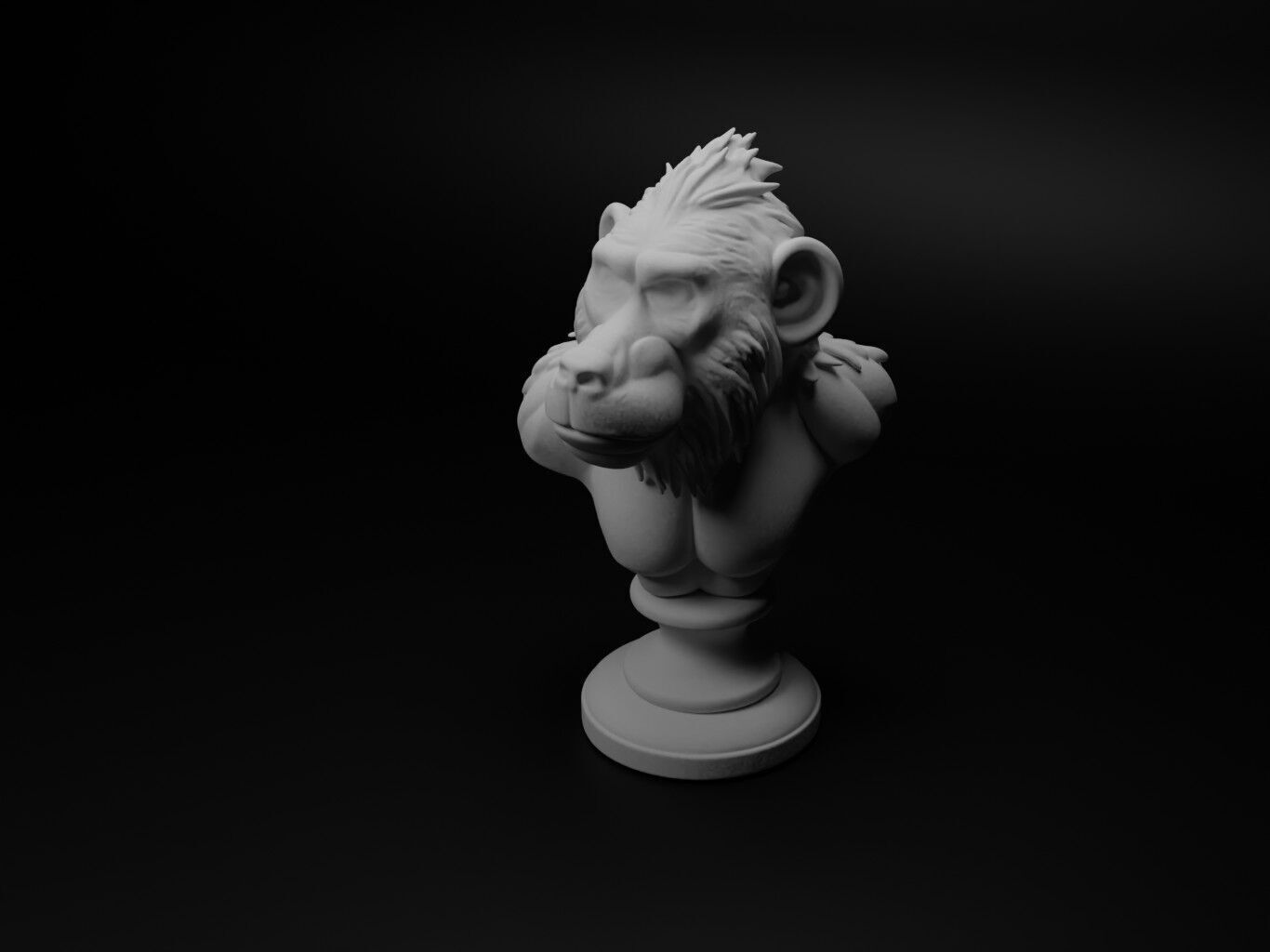 Baboon Animal Bust Chess 3D print model_1