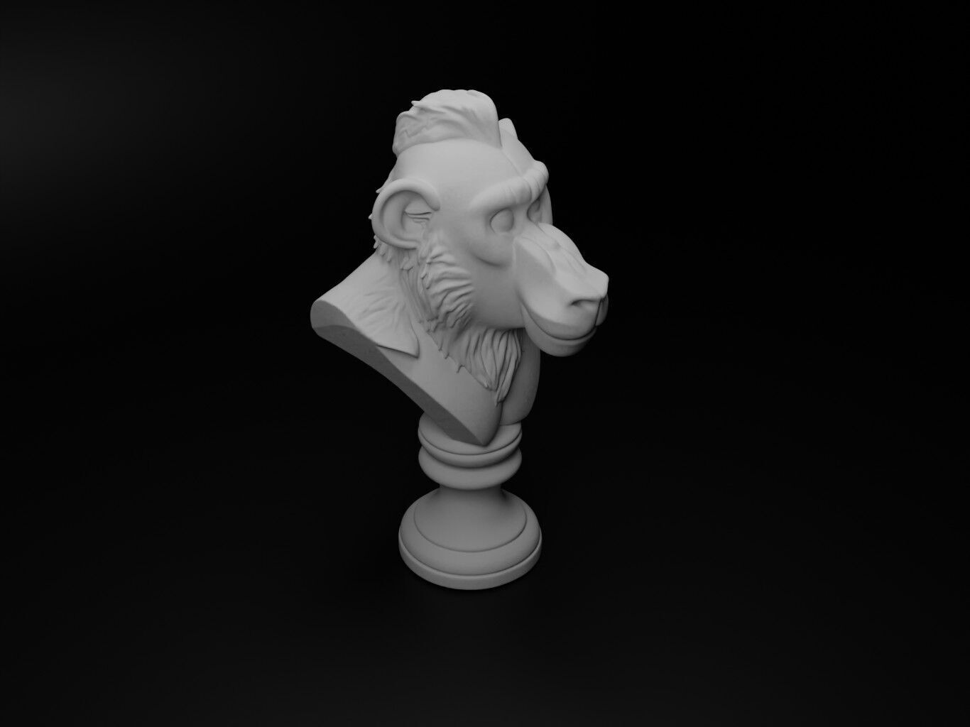Baboon Animal Bust Chess 3D print model_2