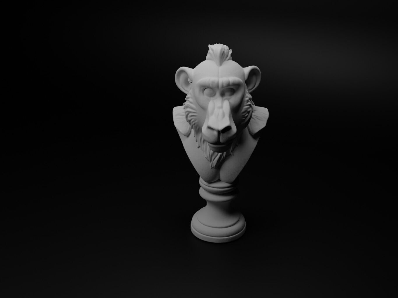 Baboon Animal Bust Chess 3D print model_1