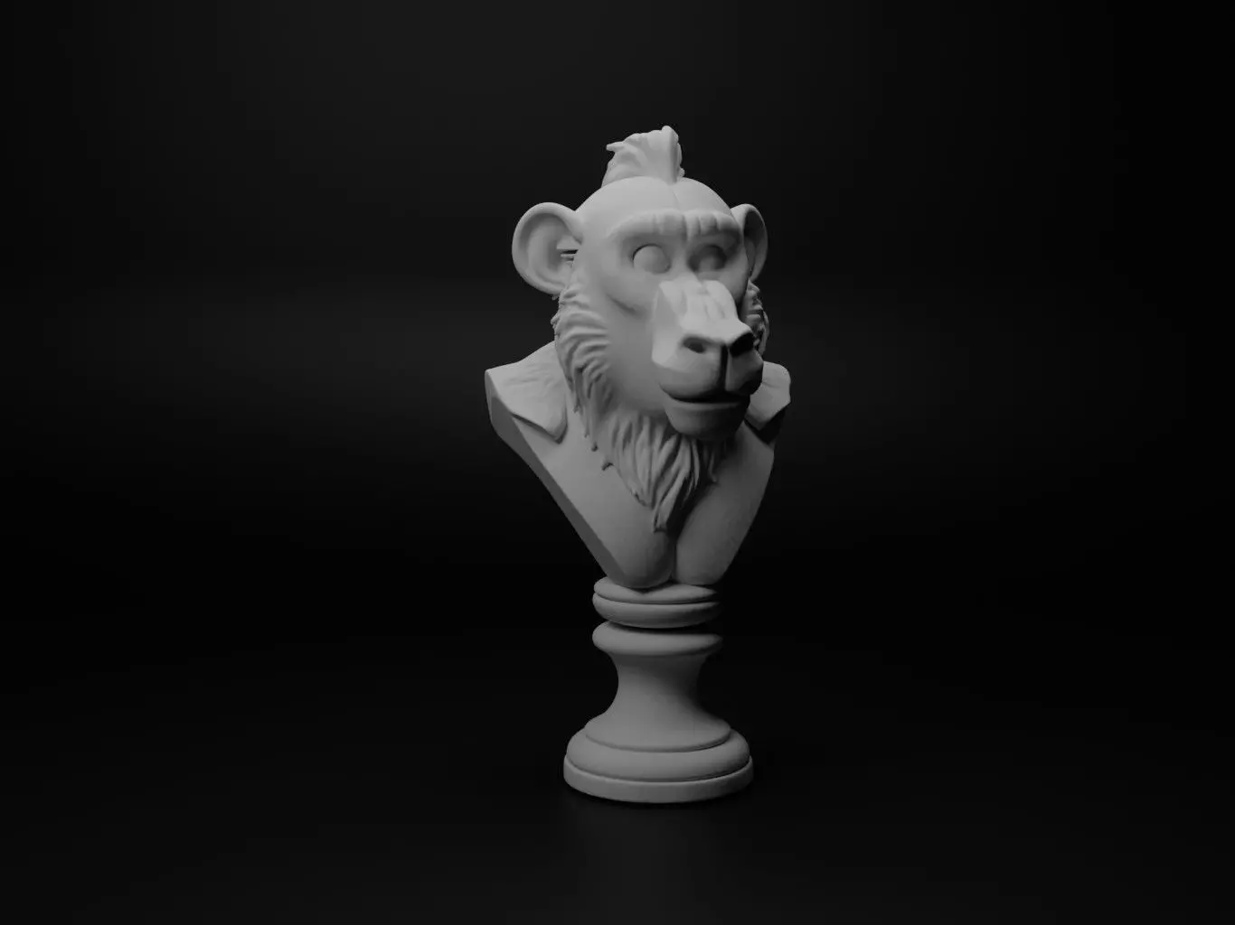 Baboon Animal Bust Chess 3D print model_0