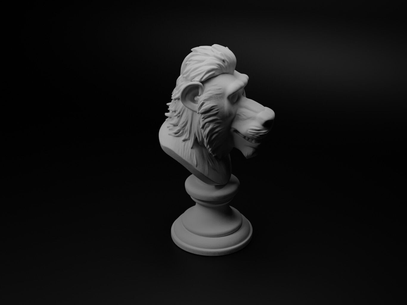 Baboon Animal Bust Chess 3D print model_1