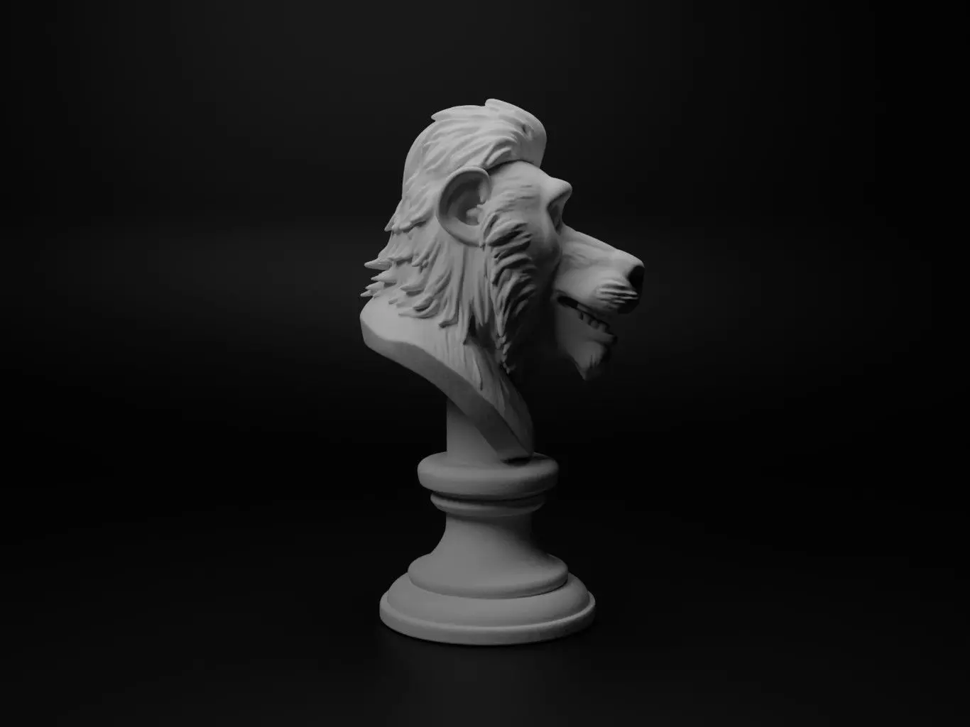 Baboon Animal Bust Chess 3D print model_0