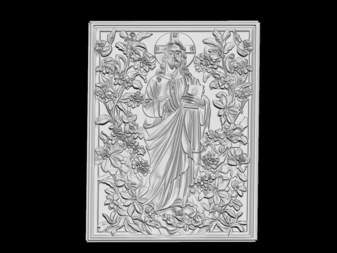Divine Grace Jesus Surrounded by Floral Blessings 3D print model_3