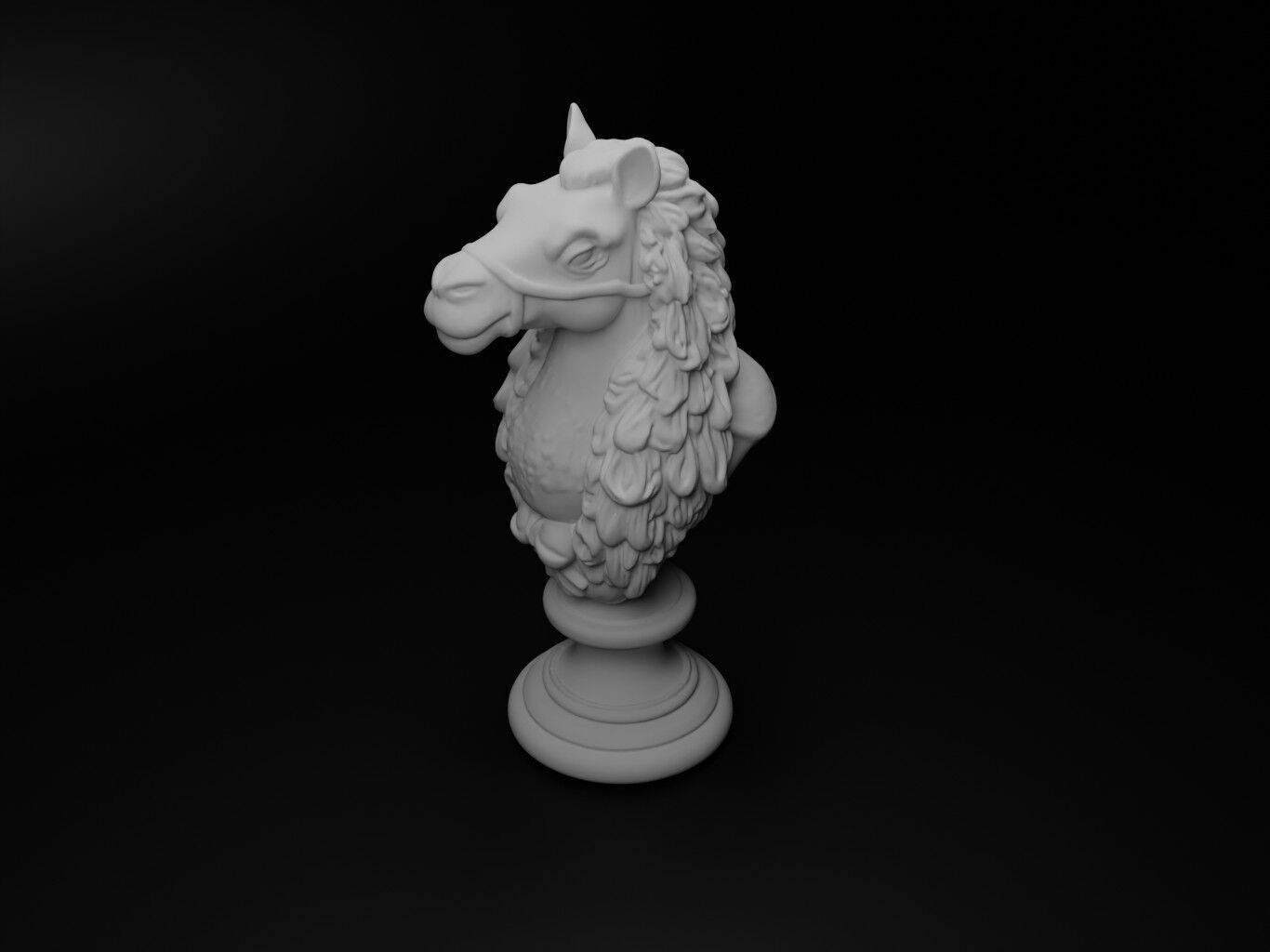 Bactrian Camel Animal Bust Chess 3D print model_2