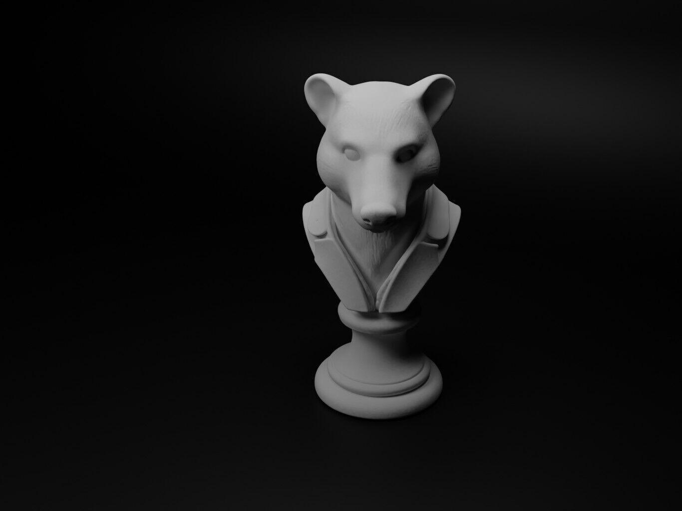 Badger Animal Bust Chess 3D print model_1