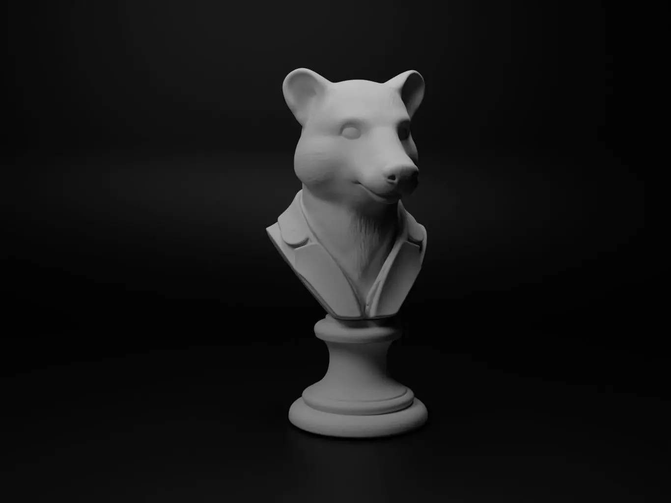 Badger Animal Bust Chess 3D print model_0