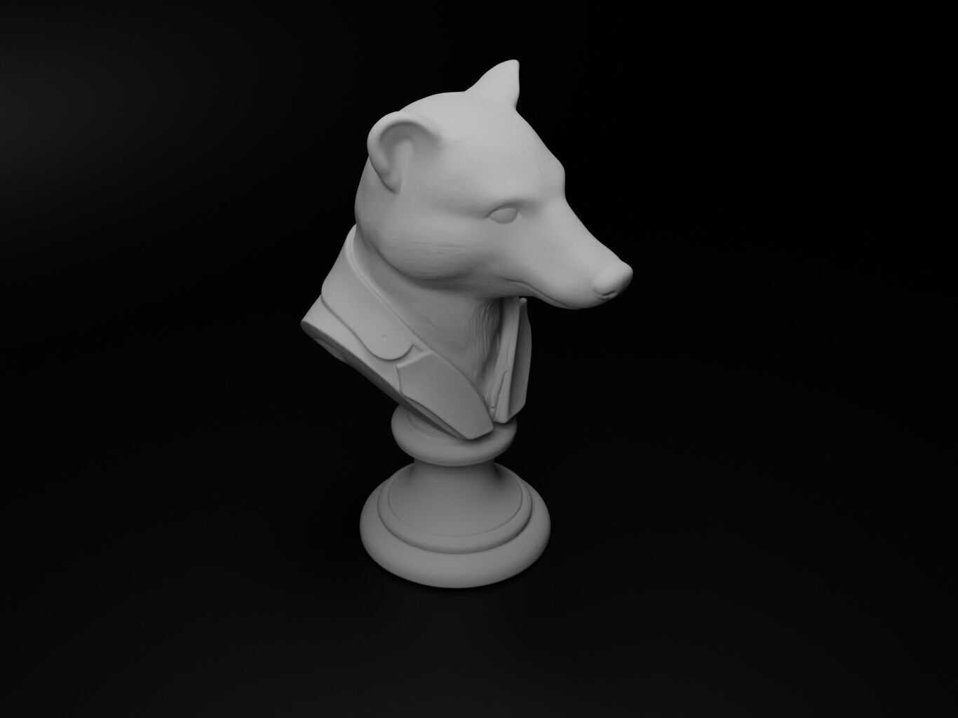 Badger Animal Bust Chess 3D print model_2