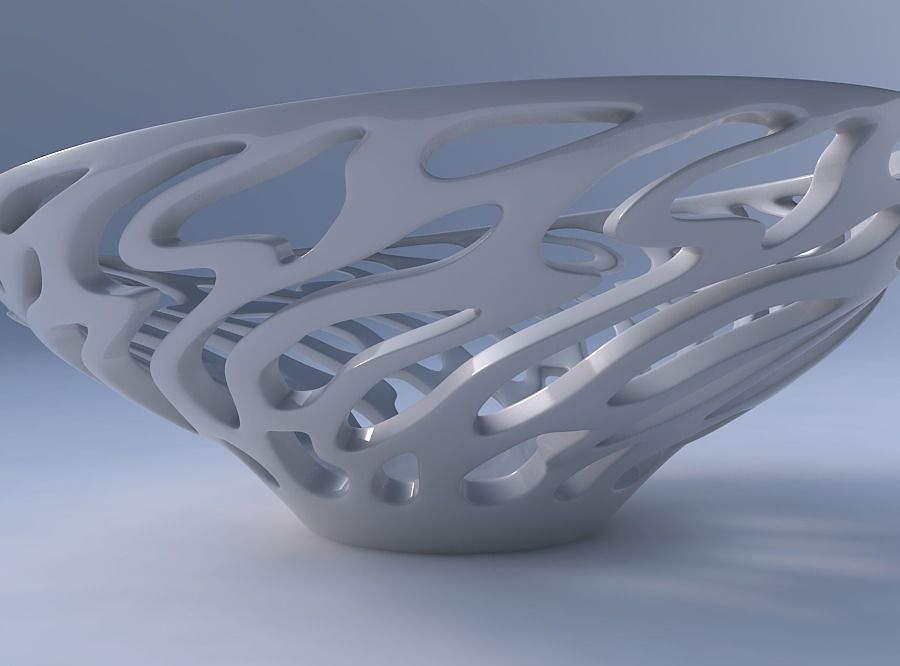 Bowl wide high with twisted smooth cuts squeezed with streche... 3D print model_4