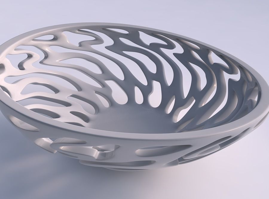 Bowl wide high with twisted smooth cuts squeezed with streche... 3D print model_0