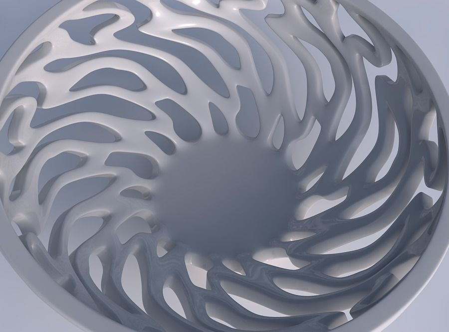 Bowl wide high with twisted smooth cuts squeezed with streche... 3D print model_1