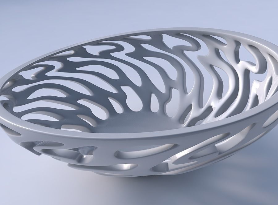 Bowl wide high with twisted smooth cuts squeezed with streche... 3D print model_3