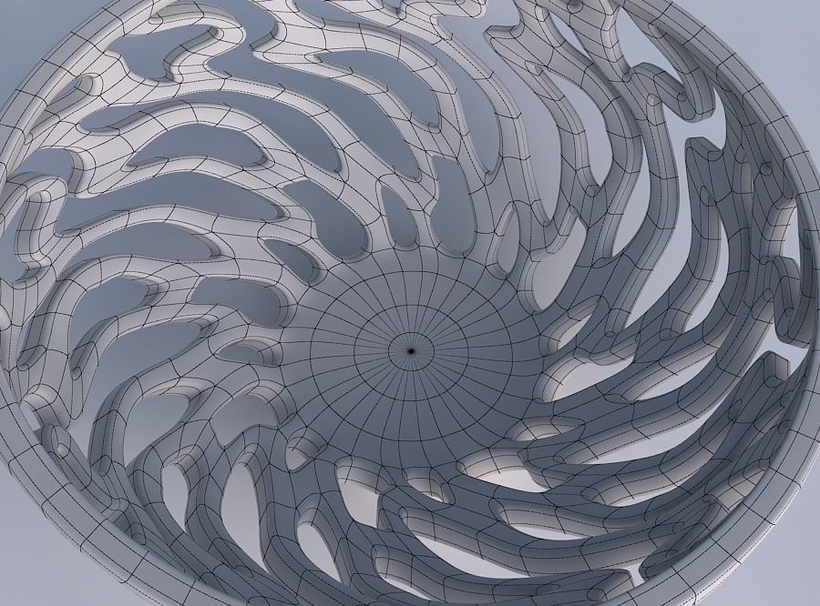 Bowl wide high with twisted smooth cuts squeezed with streche... 3D print model_6