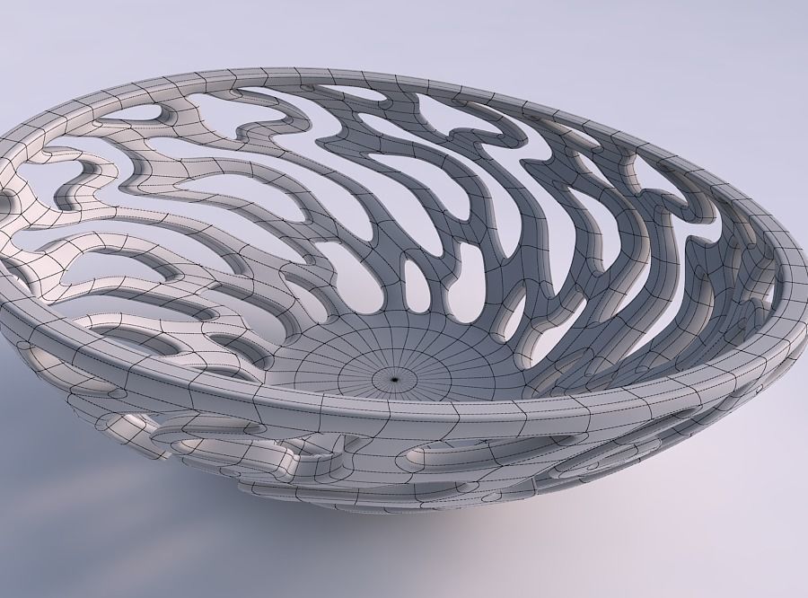 Bowl wide high with twisted smooth cuts squeezed with streche... 3D print model_5