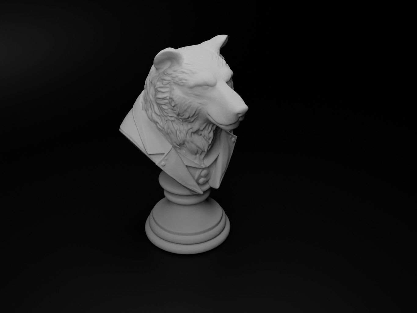 Bear Animal Bust Chess 3D print model_2