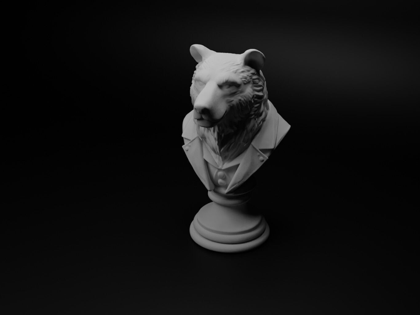 Bear Animal Bust Chess 3D print model_1