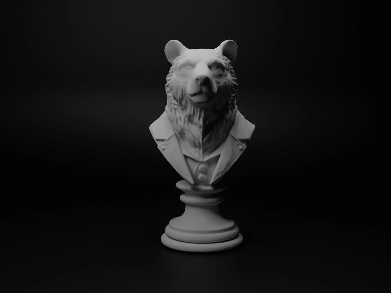 Bear Animal Bust Chess 3D print model_0