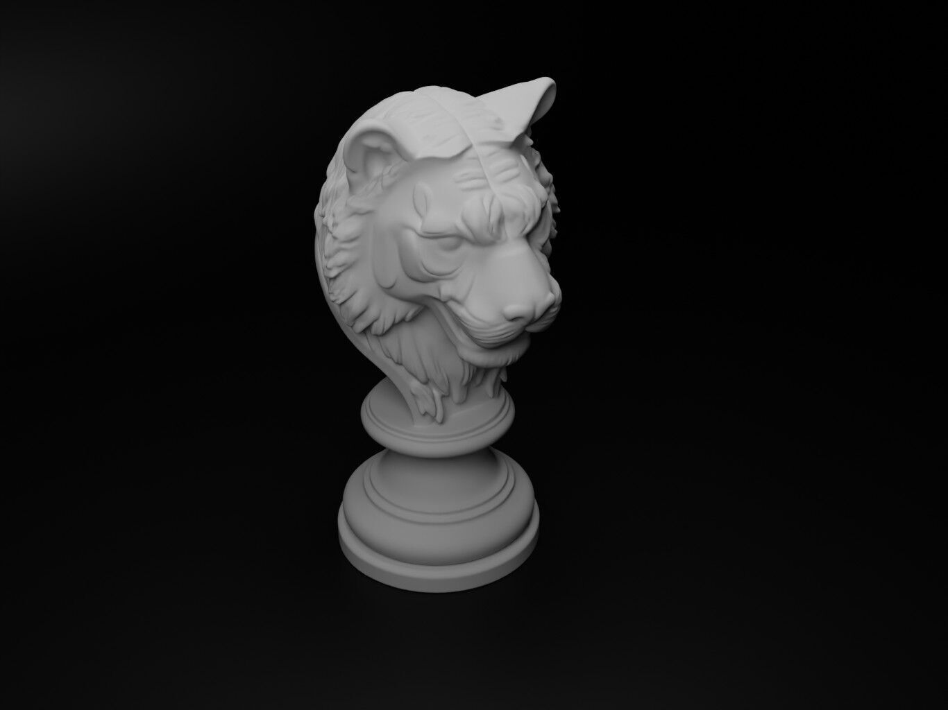 Bengal Tiger Animal Bust Chess 3D print model_2